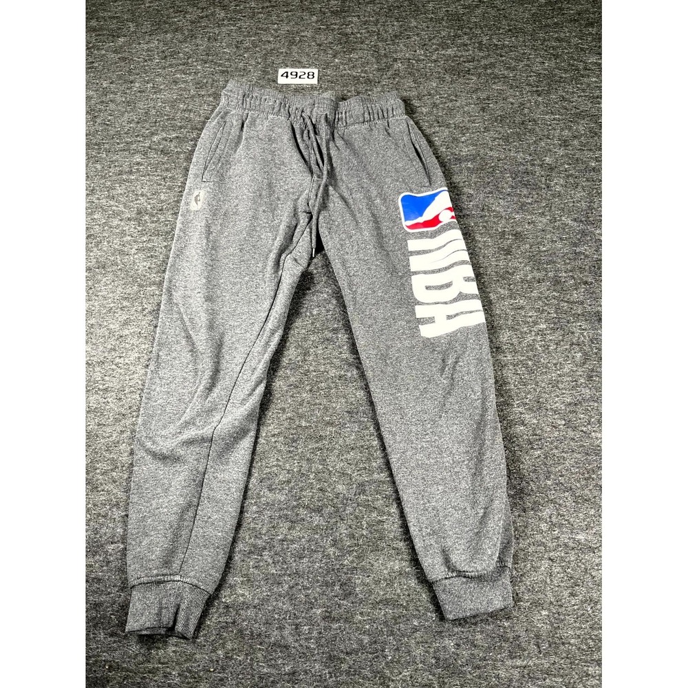 NBA Jogger Pants Womens Small Heather Gray Fleece Lined Tapered Leg Drawstring